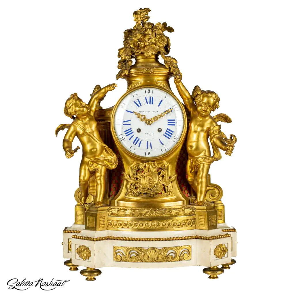 2 angels and flower pot clock