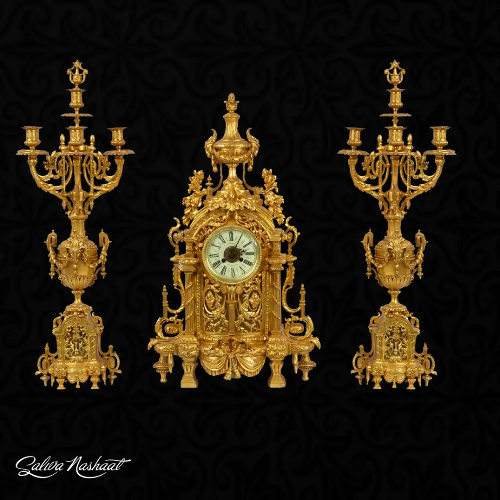 Antique French Style Glided Clock Set