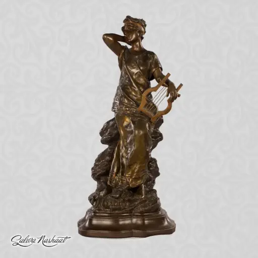 The musician, bronze French signed figurine