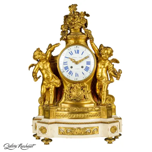 2 angels and flower pot clock