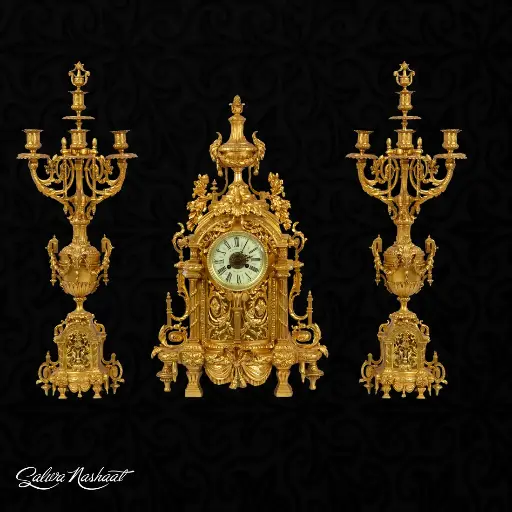 Antique French Style Glided Clock Set